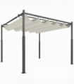 Outsunny 3 x 3(m) Pergola with Retractable Roof, 80mm Metal Column, White