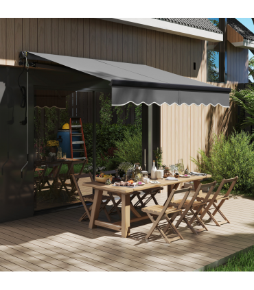 Outsunny 2.5 x 2m Electric Retractable Awning w/ Aluminium Frame Dark Grey