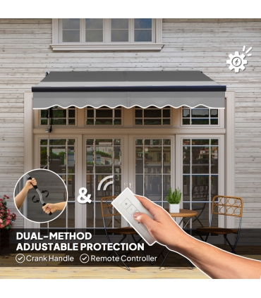 Outsunny 2.5 x 2m Electric Retractable Awning w/ Aluminium Frame Dark Grey