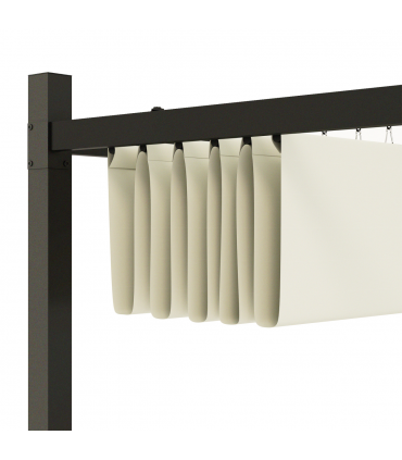 Outsunny 3 x 3(m) Pergola with Retractable Roof, 80mm Metal Column, White