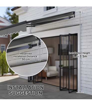 Outsunny 2.5 x 2m Electric Retractable Awning w/ Aluminium Frame Dark Grey