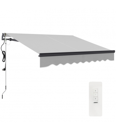 Outsunny 2.5 x 2m Electric Retractable Awning w/ Aluminium Frame Light Grey