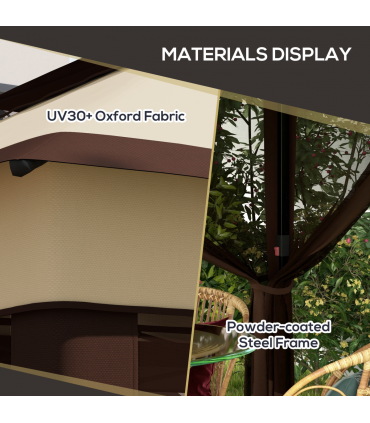 Outsunny 3 x 3(m) Pop Up Gazebo Tent with Netting, Height Adjustable, Beige