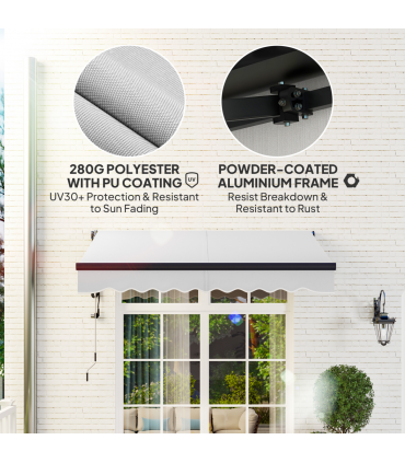 Outsunny 2.5 x 2m Electric Retractable Awning w/ Aluminium Frame Light Grey