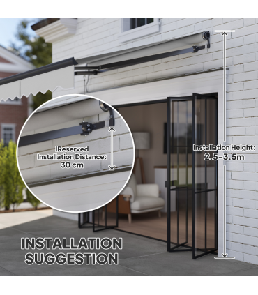 Outsunny 2.5 x 2m Electric Retractable Awning w/ Aluminium Frame Light Grey
