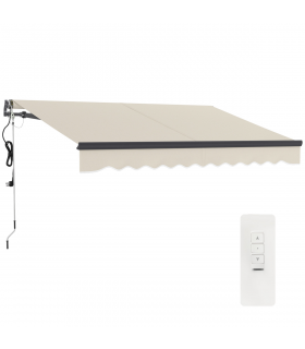 Outsunny 3 x 2.5m Electric Retractable Awning w/ Aluminium Frame Beige