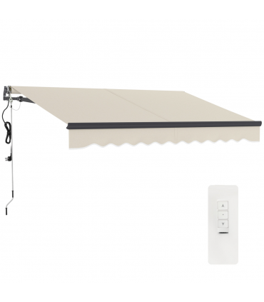 Outsunny 3 x 2.5m Electric Retractable Awning w/ Aluminium Frame Beige