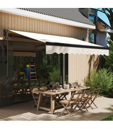 Outsunny 3 x 2.5m Electric Retractable Awning w/ Aluminium Frame Beige