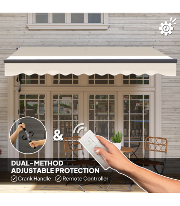 Outsunny 3 x 2.5m Electric Retractable Awning w/ Aluminium Frame Beige