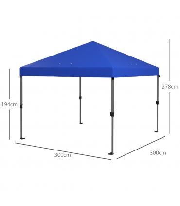 Outsunny 3 x 3(m) Pop Up Gazebo, Instant Shelter with 1-Button Push, Blue