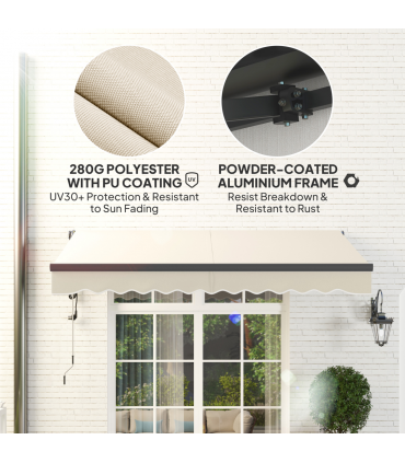 Outsunny 3 x 2.5m Electric Retractable Awning w/ Aluminium Frame Beige