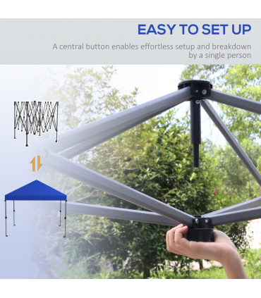 Outsunny 3 x 3(m) Pop Up Gazebo, Instant Shelter with 1-Button Push, Blue