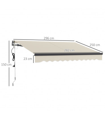 Outsunny 3 x 2.5m Electric Retractable Awning w/ Aluminium Frame Beige