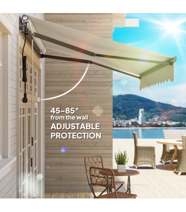 Outsunny 3 x 2.5m Electric Retractable Awning w/ Aluminium Frame Beige