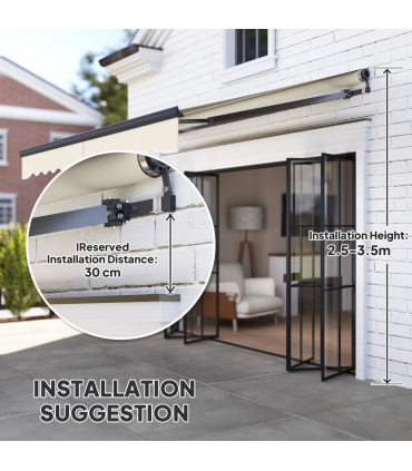 Outsunny 3 x 2.5m Electric Retractable Awning w/ Aluminium Frame Beige
