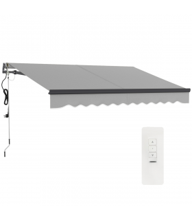 Outsunny 3 x 2.5m Electric Retractable Awning w/ Aluminium Frame Light Grey