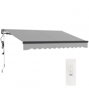 Outsunny 3 x 2.5m Electric Retractable Awning w/ Aluminium Frame Light Grey