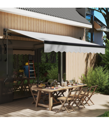 Outsunny 3 x 2.5m Electric Retractable Awning w/ Aluminium Frame Light Grey
