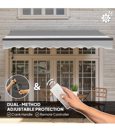 Outsunny 3 x 2.5m Electric Retractable Awning w/ Aluminium Frame Light Grey