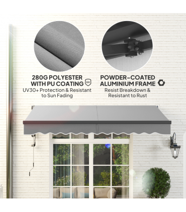 Outsunny 3 x 2.5m Electric Retractable Awning w/ Aluminium Frame Light Grey