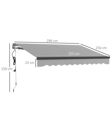 Outsunny 3 x 2.5m Electric Retractable Awning w/ Aluminium Frame Light Grey