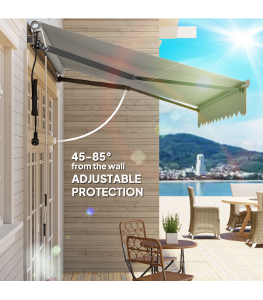 Outsunny 3 x 2.5m Electric Retractable Awning w/ Aluminium Frame Light Grey