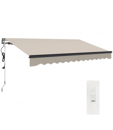Outsunny 3.5 x 3(m) Electric Retractable Awning w/ Aluminium Frame Beige