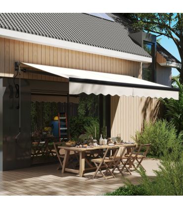 Outsunny 3.5 x 3(m) Electric Retractable Awning w/ Aluminium Frame Beige
