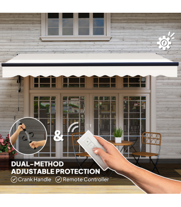 Outsunny 3.5 x 3(m) Electric Retractable Awning w/ Aluminium Frame Beige