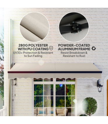 Outsunny 3.5 x 3(m) Electric Retractable Awning w/ Aluminium Frame Beige