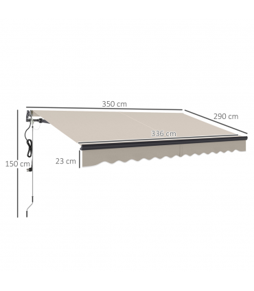 Outsunny 3.5 x 3(m) Electric Retractable Awning w/ Aluminium Frame Beige