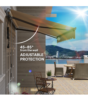 Outsunny 3.5 x 3(m) Electric Retractable Awning w/ Aluminium Frame Beige
