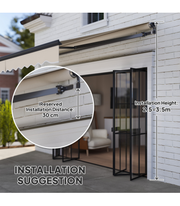 Outsunny 3.5 x 3(m) Electric Retractable Awning w/ Aluminium Frame Beige
