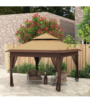 Outsunny 3 x 3(m) Pop Up Gazebo, Instant Shelter with Mosquito Netting, Khaki