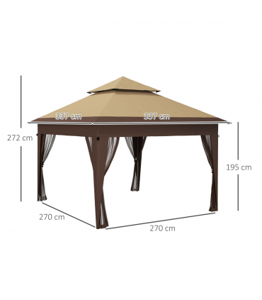 Outsunny 3 x 3(m) Pop Up Gazebo, Instant Shelter with Mosquito Netting, Khaki
