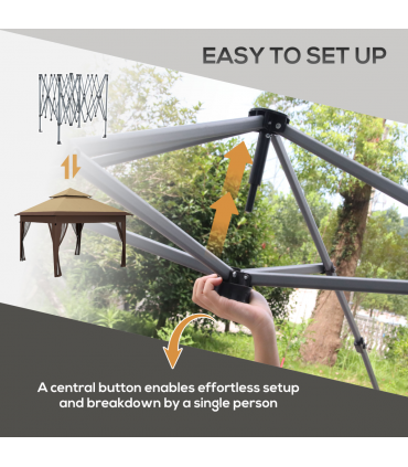 Outsunny 3 x 3(m) Pop Up Gazebo, Instant Shelter with Mosquito Netting, Khaki