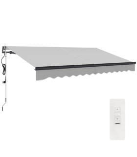 Outsunny 3.5 x 3(m) Electric Retractable Awning Aluminium Frame Light Grey