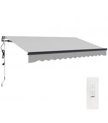 Outsunny 3.5 x 3(m) Electric Retractable Awning Aluminium Frame Light Grey