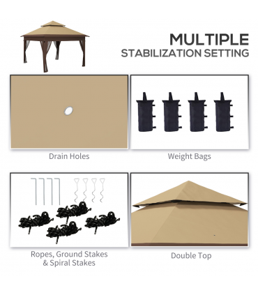 Outsunny 3 x 3(m) Pop Up Gazebo, Instant Shelter with Mosquito Netting, Khaki
