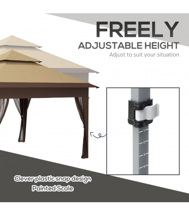 Outsunny 3 x 3(m) Pop Up Gazebo, Instant Shelter with Mosquito Netting, Khaki