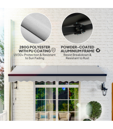 Outsunny 3.5 x 3(m) Electric Retractable Awning Aluminium Frame Light Grey
