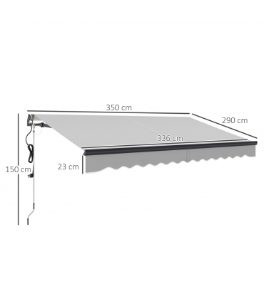 Outsunny 3.5 x 3(m) Electric Retractable Awning Aluminium Frame Light Grey