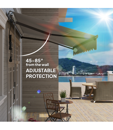 Outsunny 3.5 x 3(m) Electric Retractable Awning Aluminium Frame Light Grey