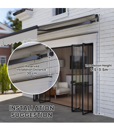 Outsunny 3.5 x 3(m) Electric Retractable Awning Aluminium Frame Light Grey