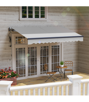 Outsunny 3.5 x 3(m) Electric Retractable Awning Aluminium Frame Light Grey
