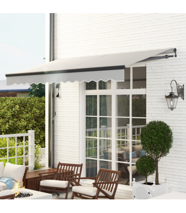 Outsunny 3.5 x 3(m) Electric Retractable Awning Aluminium Frame Light Grey