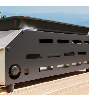 Compact Propane Gas Grill with Enameled Plancha & Easy Cleaning Features