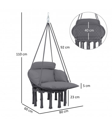Stylish Hanging Chair with Cushion - Comfort for Indoor & Outdoor Relaxation