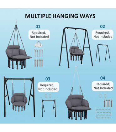 Stylish Hanging Chair with Cushion - Comfort for Indoor & Outdoor Relaxation