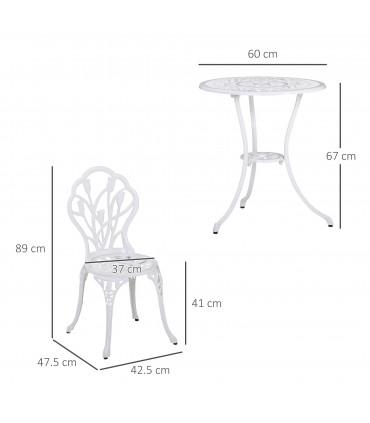 Outsunny 3 Piece Bistro Set, Aluminium Garden Furniture with Umbrella Hole